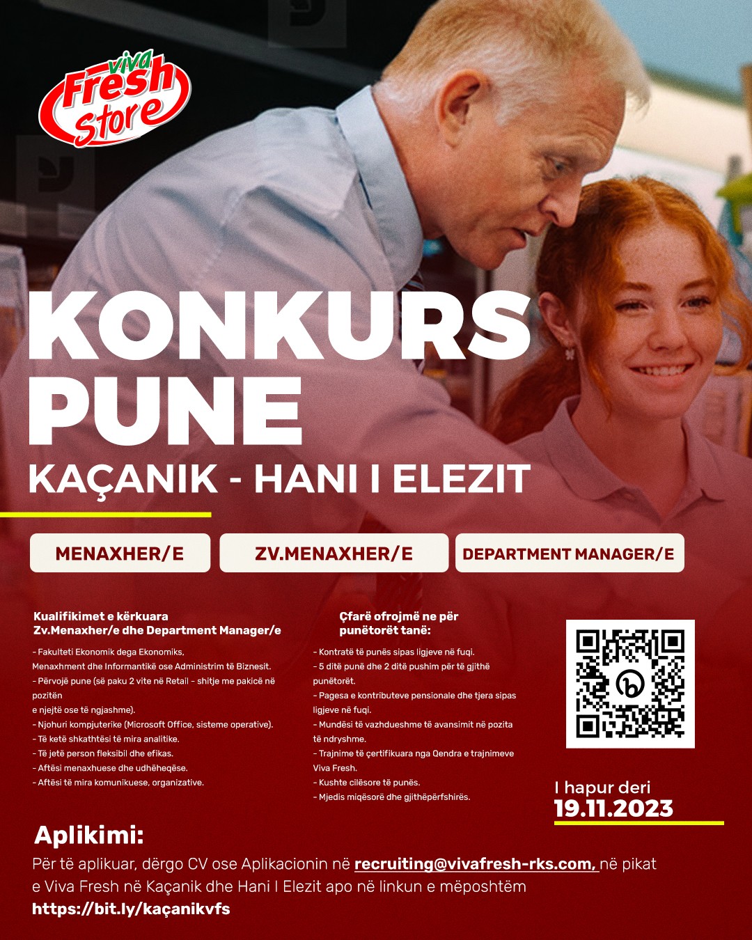 Menaxher/e, Zv.Menaxher/e, Department Manager/e